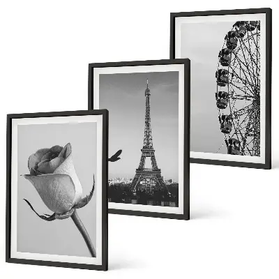 Set tablouri pentru dormitor cu model roată panoramică și Turnul Eiffel roz