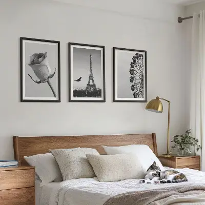 Set tablouri pentru dormitor cu model roată panoramică și Turnul Eiffel roz