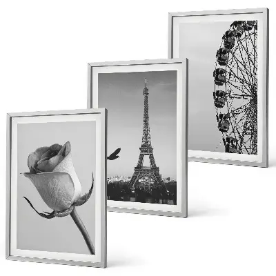 Set tablouri pentru dormitor cu model roată panoramică și Turnul Eiffel roz