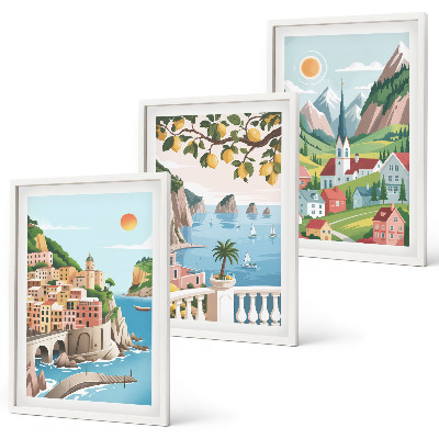 Set tablouri decorative Peisaje, mare, fructe citrice