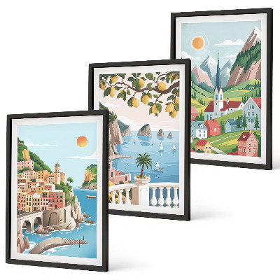 Set tablouri decorative Peisaje, mare, fructe citrice