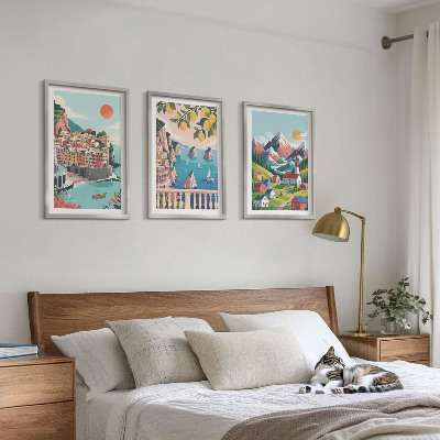 Set tablouri decorative Munți și orașe colorate