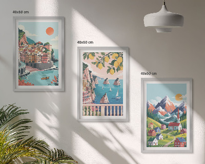 Set tablouri decorative Munți și orașe colorate