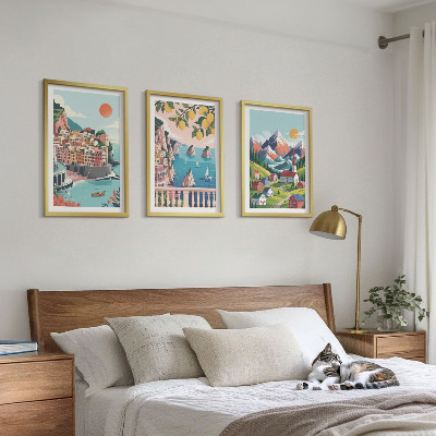 Set tablouri decorative Munți și orașe colorate