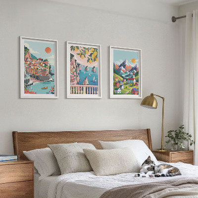 Set tablouri decorative Munți și orașe colorate