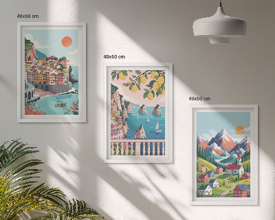 Set tablouri decorative Munți și orașe colorate
