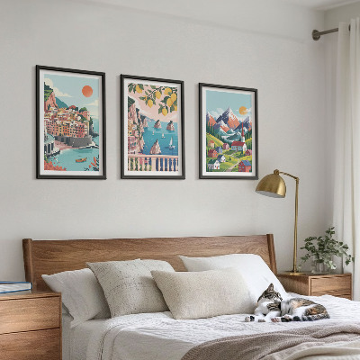 Set tablouri decorative Munți și orașe colorate