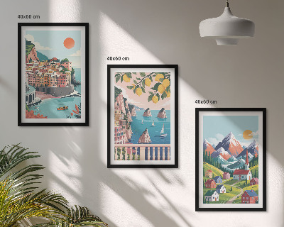 Set tablouri decorative Munți și orașe colorate