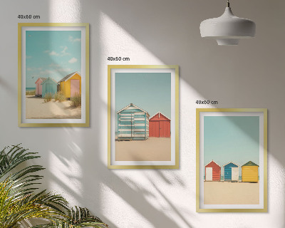 Set tablouri pentru dormitor Case colorate plajă soare