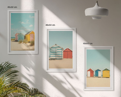 Set tablouri pentru dormitor Case colorate plajă soare
