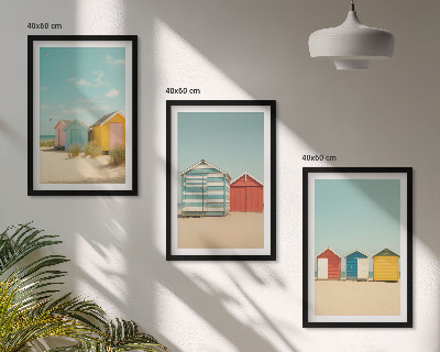 Set tablouri pentru dormitor Case colorate plajă soare