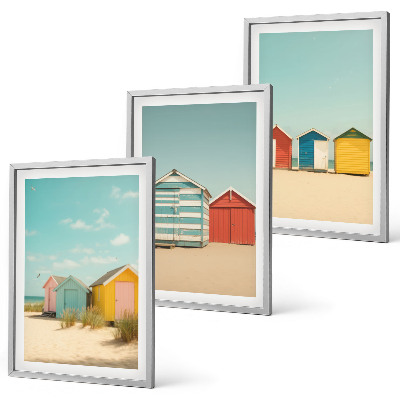 Set tablouri pentru dormitor Case colorate plajă soare