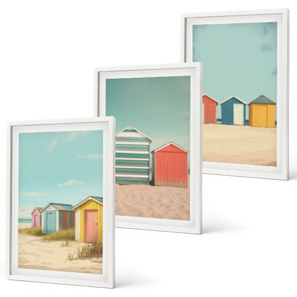 Set tablouri decorative Case colorate plajă soare