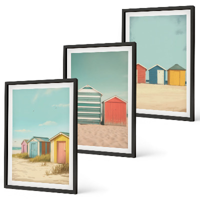 Set tablouri decorative Case colorate plajă soare