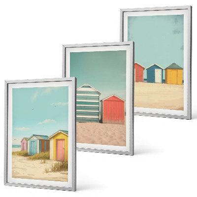 Set tablouri decorative Case colorate plajă soare