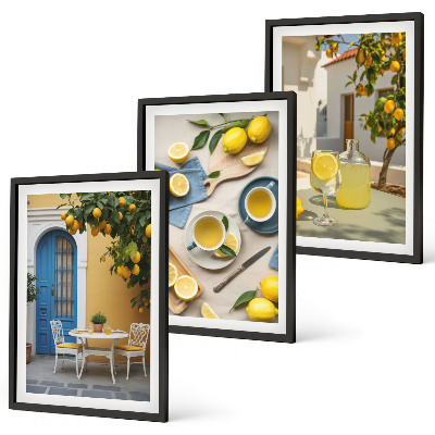 Set tablouri pentru dormitor Ușă albastră cu limonadă de lămâi