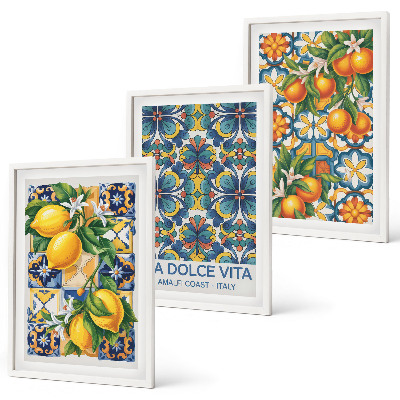 Set tablouri decorative Modele de flori de lămâie și portocal