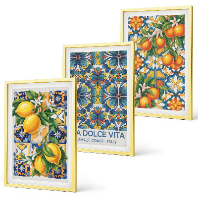 Set tablouri decorative Modele de flori de lămâie și portocal