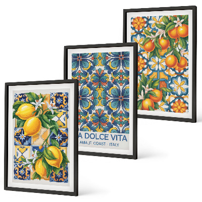 Set tablouri decorative Modele de flori de lămâie și portocal