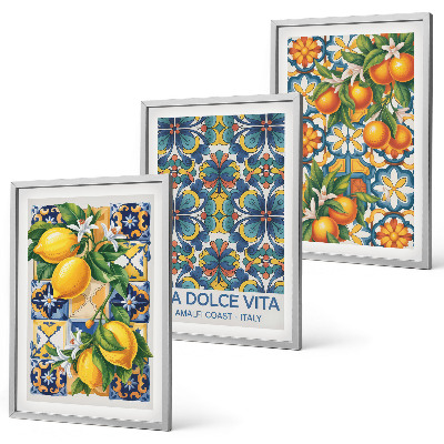 Set tablouri decorative Modele de flori de lămâie și portocal