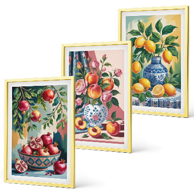 Set tablouri decorative Flori și fructe în vaze