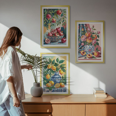 Set tablouri decorative Flori și fructe în vaze
