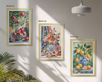 Set tablouri decorative Flori și fructe în vaze