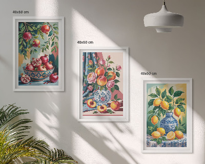 Set tablouri decorative Flori și fructe în vaze