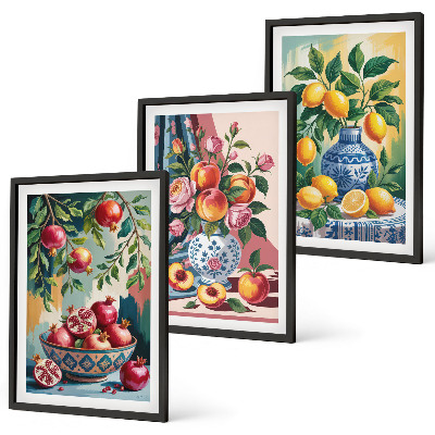 Set tablouri decorative Flori și fructe în vaze