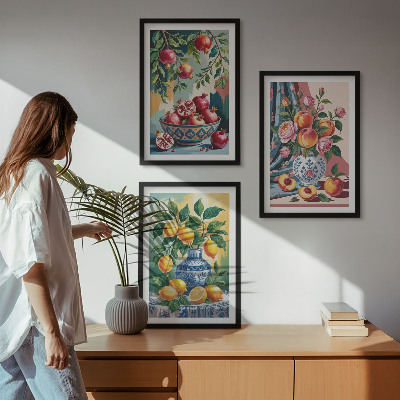 Set tablouri decorative Flori și fructe în vaze