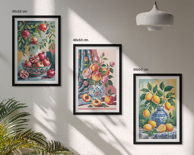 Set tablouri decorative Flori și fructe în vaze