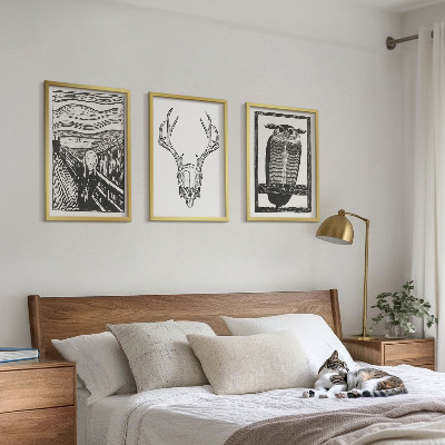 Set tablouri decorative Grafică cu bufniță cu craniu care țipă
