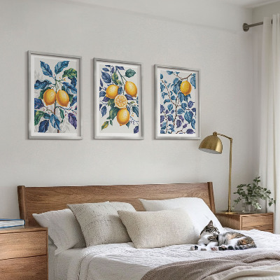 Set tablouri decorative Ramuri de lămâie cu frunze albastre