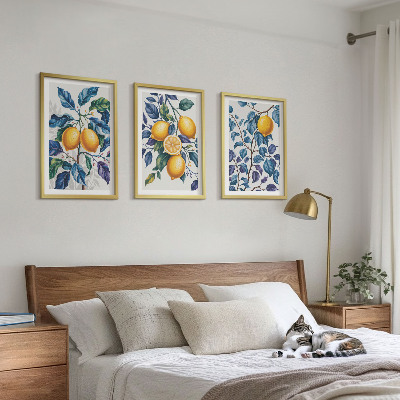Set tablouri decorative Ramuri de lămâie cu frunze albastre
