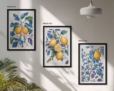Set tablouri decorative Ramuri de lămâie cu frunze albastre