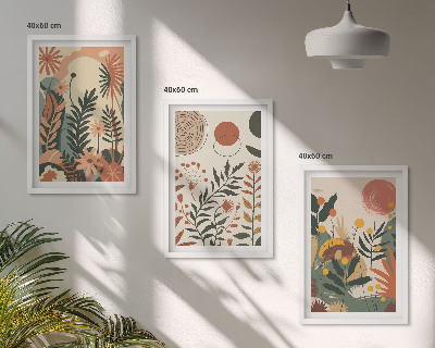 Set tablouri pentru dormitor Modele vintage de plante pastelate