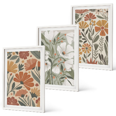 Set tablouri pentru dormitor Modele florale portocaliu verde