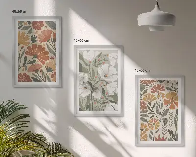 Set de tablouri pentru dormitor cu modele florale în nuanțe de portocaliu și verde