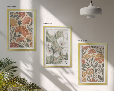 Set tablouri pentru dormitor Modele florale portocaliu verde