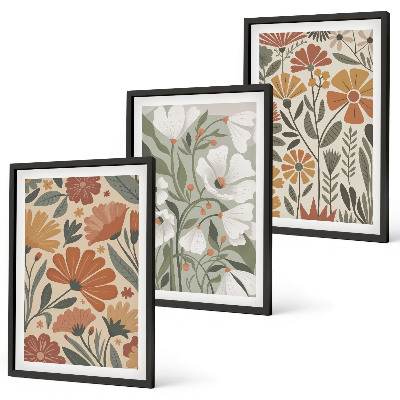 Set tablouri pentru dormitor Modele florale portocaliu verde