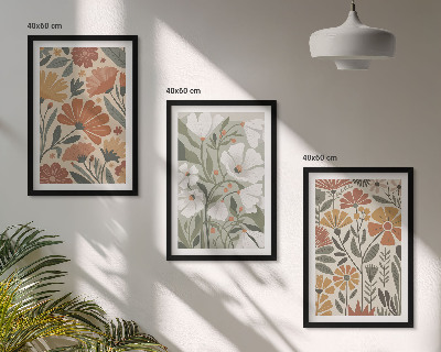 Set tablouri pentru dormitor Modele florale portocaliu verde