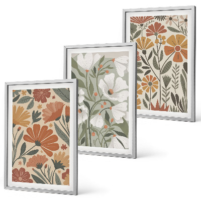Set tablouri pentru dormitor Modele florale portocaliu verde