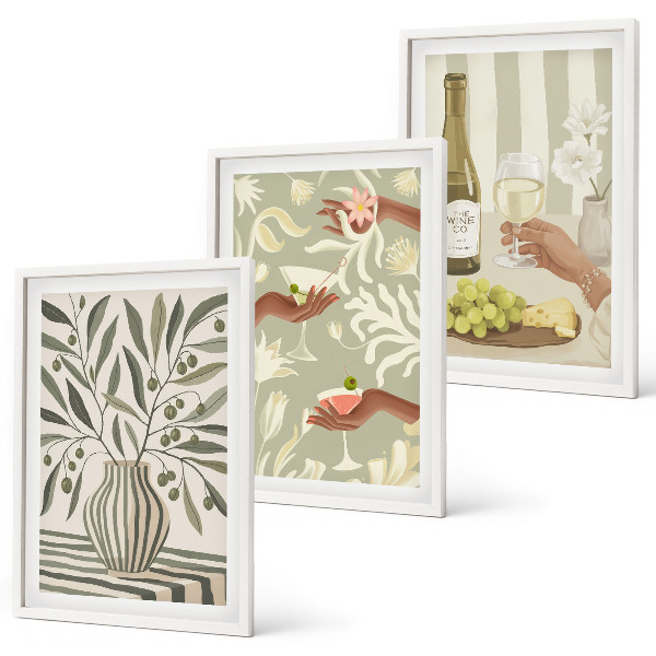 Set tablouri decorative Cocktailuri rustice cu flori de măslin