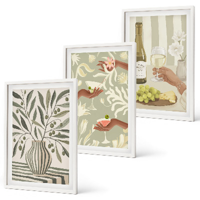 Set tablouri decorative Cocktailuri rustice cu flori de măslin