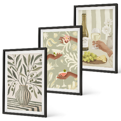 Set tablouri decorative Cocktailuri rustice cu flori de măslin