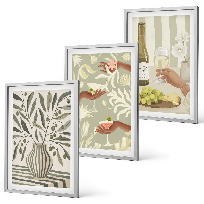 Set tablouri decorative Cocktailuri rustice cu flori de măslin