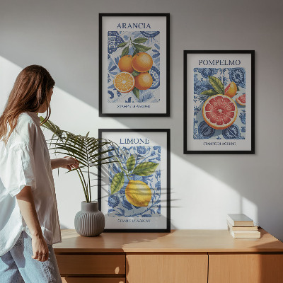 Set tablouri decorative Ilustrații vintage cu fructe citrice