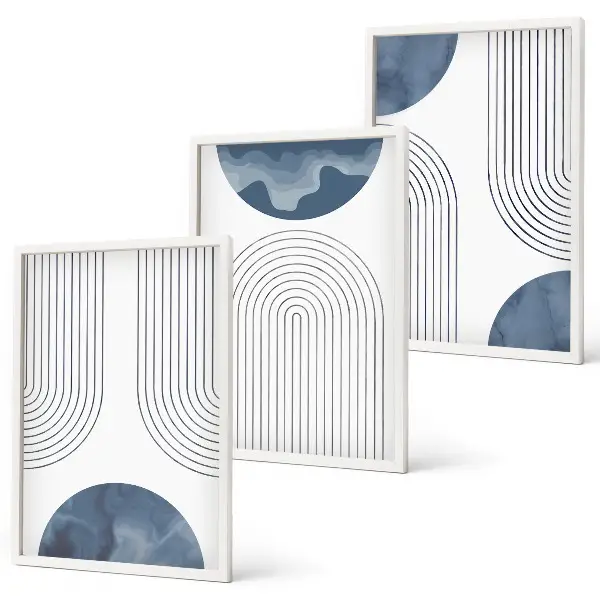 Set de tablouri pentru dormitor cu modele abstracte albastre
