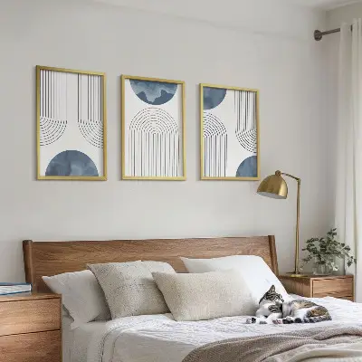 Set de tablouri pentru dormitor cu modele abstracte albastre