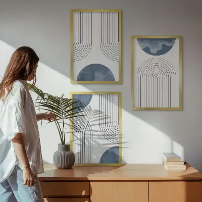 Set de tablouri pentru dormitor cu modele abstracte albastre